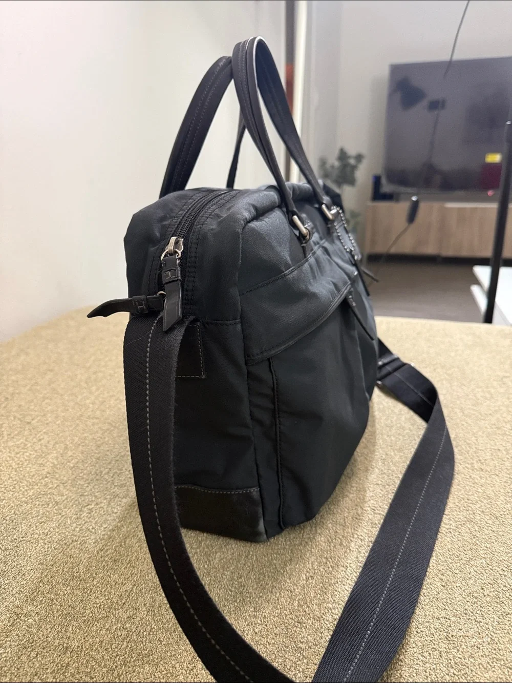 COACH Black Nylon Classic Commuter Messenger Bag Laptop Briefcase Travel